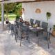 Table de jardin extensible aluminium 135/270cm + 8 fauteuils empilables textilène Gris Anthracite