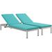 Shore Chaise with Cushions Outdoor Patio Aluminum Set of 2 EEI-2737-SLV-TRQ-SET