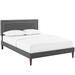 Virginia Queen Fabric Platform Bed with Squared Tapered Legs - East End Imports MOD-5923-GRY