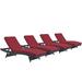 Convene Chaise Outdoor Patio Set of 4 EEI-2429-EXP-RED-SET