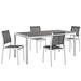 Shore 5 Piece Outdoor Patio Aluminum Dining Set EEI-2482-SLV-BLK-SET