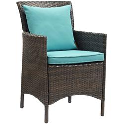 Conduit Outdoor Patio Wicker Rattan Dining Armchair EEI-2801-BRN-TRQ