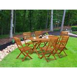 Longshore Tides Efren 7 Piece Patio Dining Set Wood in Brown/White | 29.5 H x 59.1 W x 35.4 D in | Wayfair 7BD731C14FFC46C8B5E1F02F460E3EF0