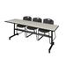 "Kobe 84"" Flip Top Mobile Training Table in Maple & 3 Zeng Stack Chairs in Black - Regency MKFT8424PL44BK"