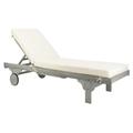 Newport Chaise Lounge Chair w/ Side Table in Ash Grey/White - Safavieh PAT7022H