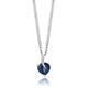 Miore 925 sterling silver heart necklace with blue sapphire and diamonds heart pendant on 45 cm curb chain, jewellery gift box included