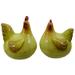 Rosalind Wheeler 2 Piece Fanchon Fat Couple Rooster Set Porcelain/Ceramic in Brown/Green | 8.5 H x 7.5 W x 6 D in | Wayfair