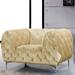 Armchair - Wade Logan® Mcandrews 47" Wide Tufted Armchair Velvet/Fabric in White/Brown | 28.5 H x 47 W x 35 D in | Wayfair