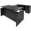 Charcoal Adjustable Height Rectangular Front U-Shaped Desk