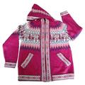 Alpacaandmore Unisex Child Hooded Inca Cardigan Alpaca Design Alpaca Wool (7 Years) Pink