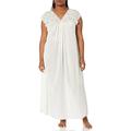 Shadowline Women's Plus-Size Silhouette 53 Inch Short Cap Sleeve Long Gown, Ivory, 1x