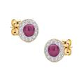 Miore Earrings Women studs Ruby with Crystals Yellow Gold 9 Kt / 375