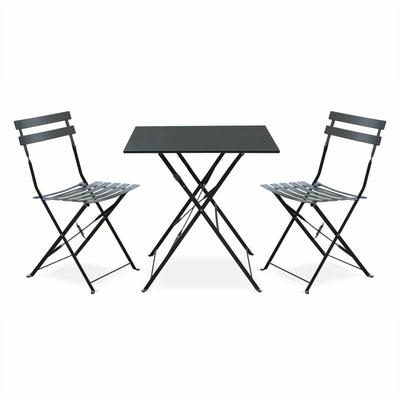Foldable bistro garden set - Emilia anthracite - 70x70cm table with two foldable chairs,