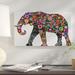 World Menagerie 'Cheerful Elephant' Graphic Art Print on Canvas Canvas, Wood in Black | 12 H x 20 W x 1 D in | Wayfair