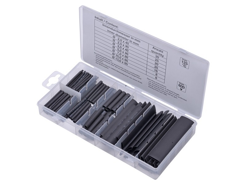 SWSTAHL Schrumpfschlauch-Sortiment, 127-tlg. Sortiment, Wärmeschrumpfschlauch S8042 Image