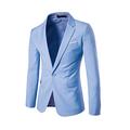 DianShao Mens Suits Jacket Slim Fit Stylish Casual Blazer One-Button Coat Light Blue M
