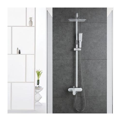 Duscharmatur Weiß Duschsystem Rainshower Regendusche Duschset Brausegarnitur mit Duschkopf und