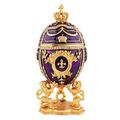 QIFU Vintage Hand Painted Faberge Egg Style Hinged Jewelry Trinket Box with Rich Enamel and Sparkling Rhinestones