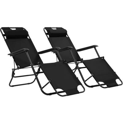 Vidaxl - Chaises longues pliables 2 pcs avec repose-pied Acier Noir