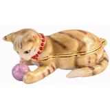 Ciel Collectables Cat Playing Ball Trinket Box Metal/Wire in Pink | 1.25 H x 2.5 W x 1.5 D in | Wayfair 1013591