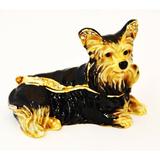 Ciel Collectables Sitting Yorkie Dog Trinket Box Metal/Wire in Black/Brown/Yellow | 2 H x 2.5 W x 1.5 D in | Wayfair 1013774B