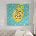 August Grove® 'Mellow Yellow III Turquoise' Textual Art on Wrapped Canvas in Blue/Green/Yellow | 24 H x 24 W x 2 D in | Wayfair