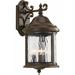 Lark Manor™ Antioca Antique Bronze 3 - Bulb Outdoor Wall Lantern Aluminum/Glass/Metal in Brown/Gray | 17.25 H x 8.625 W x 10.375 D in | Wayfair