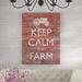 August Grove® 'Keep Calm & Farm II' Textual Art on Wrapped Canvas Metal in Gray/Red | 32 H x 24 W x 2 D in | Wayfair