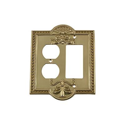 Nostalgic Warehouse 719936 Meadows Switch Plate with Rocker and Outlet, Polished Brass