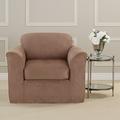 Sure Fit Ultimate Heavyweight Stretch Suede Box Cushion Armchair Slipcover Polyester in Brown | 40 H x 43 W in | Wayfair 179327270Z245SFCHR