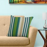 Red Barrel Studio® Wick St Lawrence Striped Pillow Down/Feather/Acrylic in Green/Blue/White | 22 H x 22 W x 6 D in | Wayfair