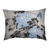 Tucker Murphy Pet™ Burkart Watercolor Peonies & Butterfly Dog Pillow Polyester/Fleece in Blue | 17 H x 52 W in | Wayfair