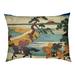 Tucker Murphy Pet™ Carstens Katsushika Hokusai Sekiya Village at Sumida River Designer Pillow Fleece, Polyester | 14 H x 42.5 W x 32.5 D in | Wayfair
