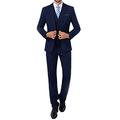 Men Suits 3 Pieces Slim Fit Wedding Formal Business Party Single Breasted 2 Button Black Blazer Suit Pants Vest Blue M