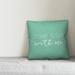 Ebern Designs Lupo Come & Sit w/ Me Indoor/Outdoor Throw Pillow Polyester/Polyfill blend in Green | 16 H x 16 W x 1.5 D in | Wayfair
