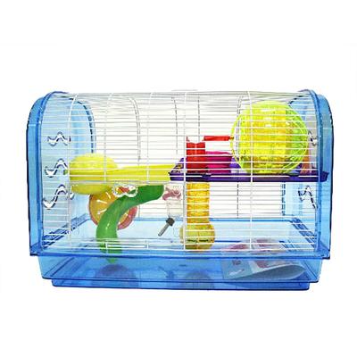 YML Clear Plastic Dwarf Hamster Mice Blue Cage Dome with Color Accessories, Medium