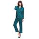 LilySilk Women's Silk Pyjamas Long Ladies Pajamas V Neck Trimmed 100% 22 Momme Pure Mulberry Silk Size 8/XS Dark Teal