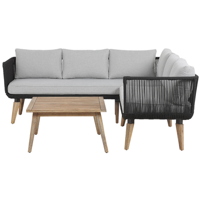 Gartenmöbel 5er Set Taupe und Schwarz aus Akazienholz Modern mit quadratischer Tisch 75 x 75 cm Modern