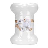 Tucker Murphy Pet™ Samoyed Bone Shaped Pet Treat Jar Ceramic | 9 H x 6 W x 5 D in | Wayfair 21048AAB6F8446519C004FDC16F151FD