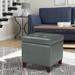 Winston Porter Vanwormer Square Tufted Storage Ottoman Faux /Mildew Resistant/Fade Resistant/Scratch/Tear Resistant in Gray | Wayfair