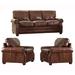 17 Stories Lyndsey 3 Piece Leather Living Room Set Genuine Leather in Gray | 37 H x 81 W x 37 D in | Wayfair Living Room Sets