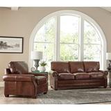 17 Stories Lyndsey 2 Piece Leather Living Room Set Genuine Leather in Brown | 37 H x 81 W x 37 D in | Wayfair Living Room Sets