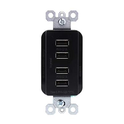 Legrand - Pass & Seymour radiant TM8USB4BKCC6 Quad USB Charging Outlet, 4.2 Amp Total Charging Power