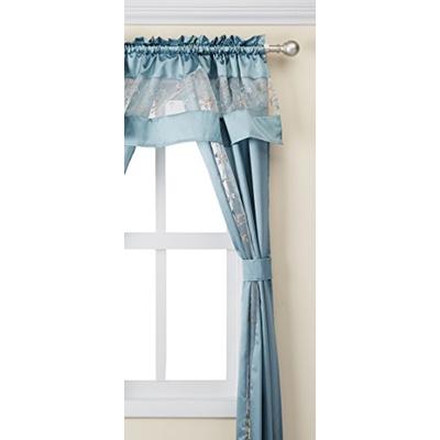 Achim Home Furnishings Oakwood Tier Pair, 58 36-Inch, Natural, 55" x 84" Ice Blue