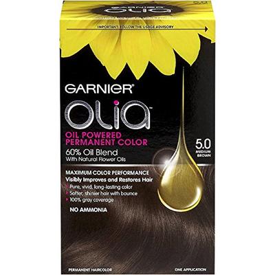 Garnier Olia Oil Powered Permanent Color, Medium Brown [5.0] 1 ea (Pack of 4)