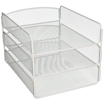 Safco Products Onyx Mesh 3 Tray Desktop Organizer 3271WH, White Powder Coat Finish, Durable Steel Me