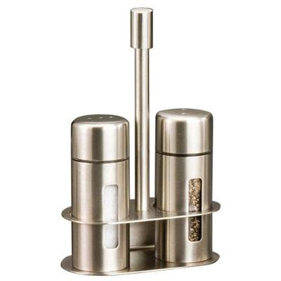 American Metalcraft (SP6) 3-1/4" Round Stainless Steel Salt & Pepper Set w/ Base