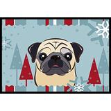 Caroline's Treasures Winter Holiday Fawn Pug Indoor or Outdoor Mat, 24 by 36