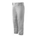 Mizuno Girls Youth Belted Low Rise Fastpitch Softball Pant, Grey, Youth Medium