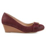 Brinley Co. Womens Gael Faux Suede Buckle Detail Comfort-Sole Wedges Wine, 8 Regular US screenshot. Shoes directory of Clothing & Accessories.